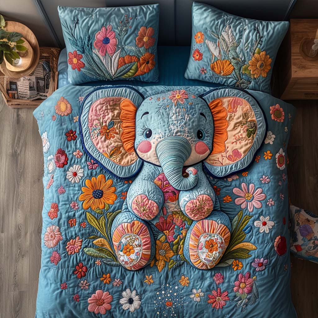Bohemian Elephant Quilted Bedding Set Best Comforter Sets Funny Cute Elephant Gifts