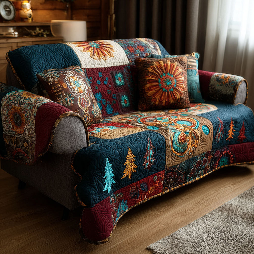 Bohemian Glow Quilted Sofa Cover Home Decorattions Gifts For Friends