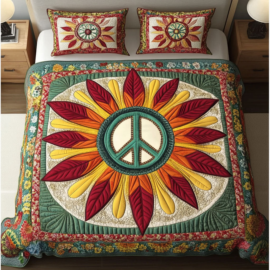 Bohemian Sunshine Quilted Bedding Set Stylish Bedding Merch Gift for Home Lovers