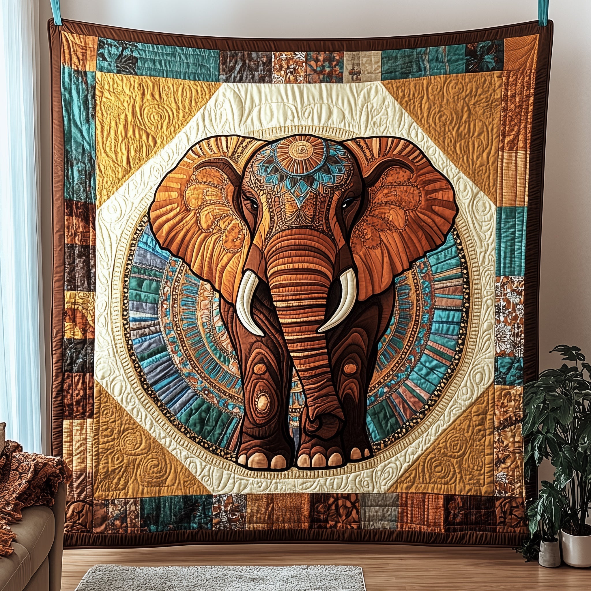 Boho Bliss Elephant Quilted Blanket Sofa Throw BlanketElephant Native American Gifts