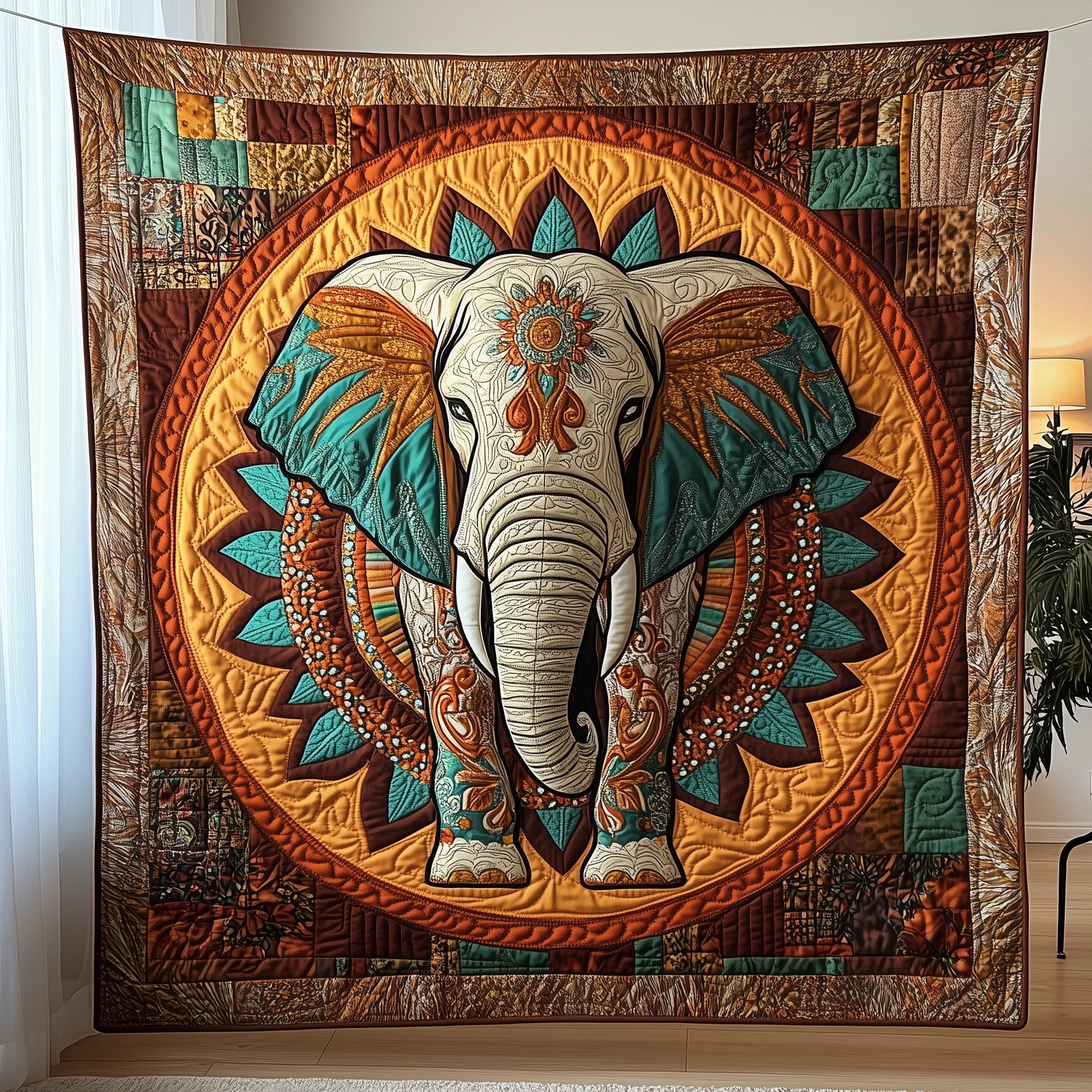 Boho Bliss Elephant Quilted Blanket Sofa Throw BlanketPresents For Elephant Lovers