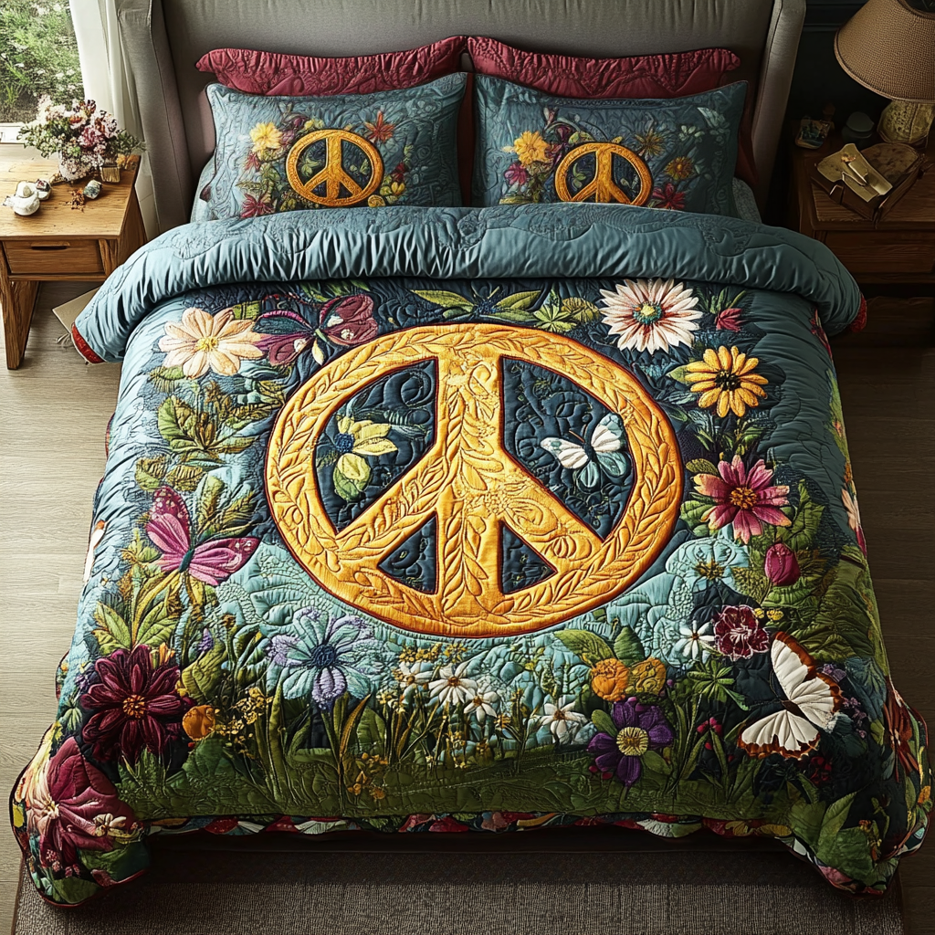 Boho Bliss Quilted Bedding Set Bedroom Decorations Hippie Christmas Gifts