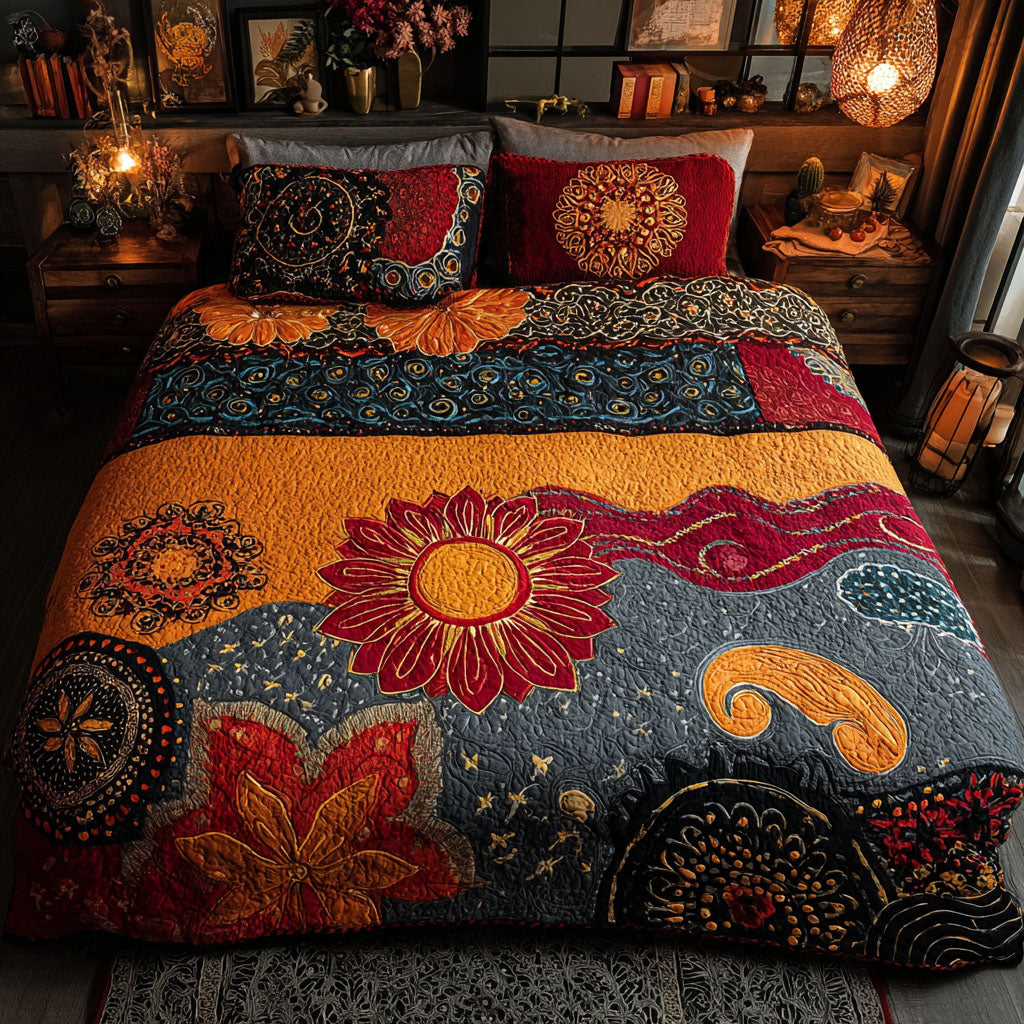 Boho Botanica Quilted Bedding Set Cool Bedroom Decor Christmas Floral Gifts