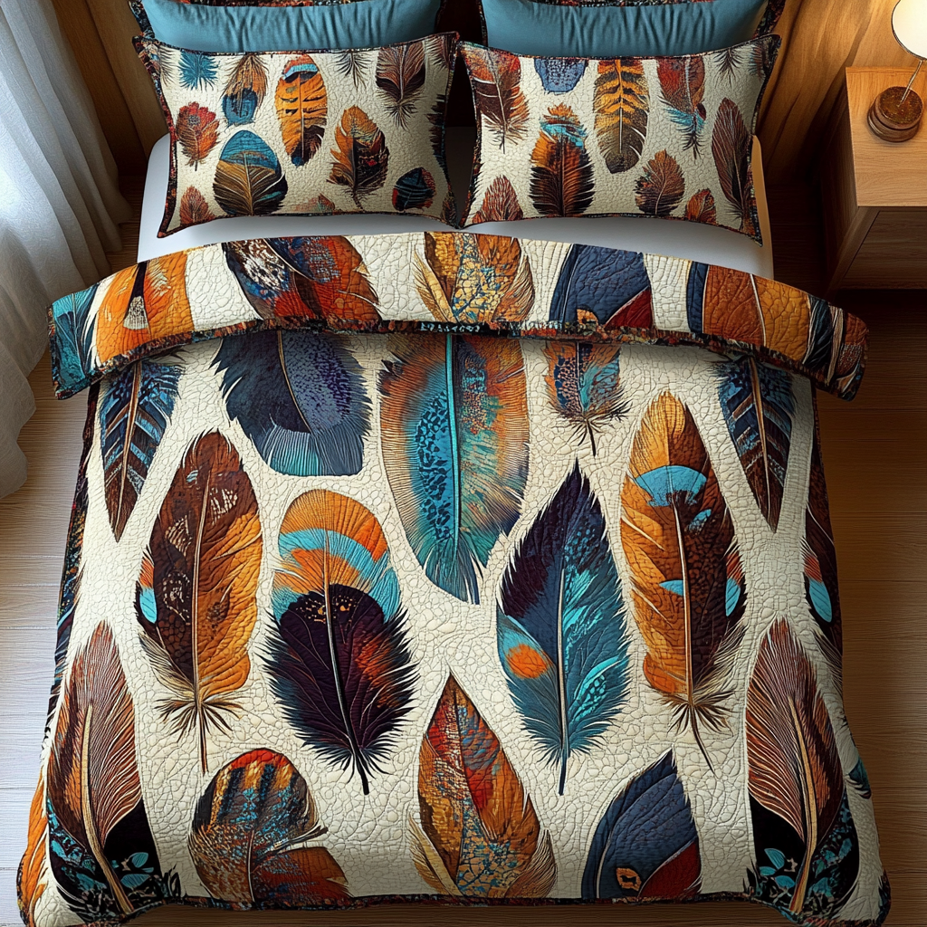 Boho Breeze Quilted Bedding Set Cute Room Decor Native American Gifts