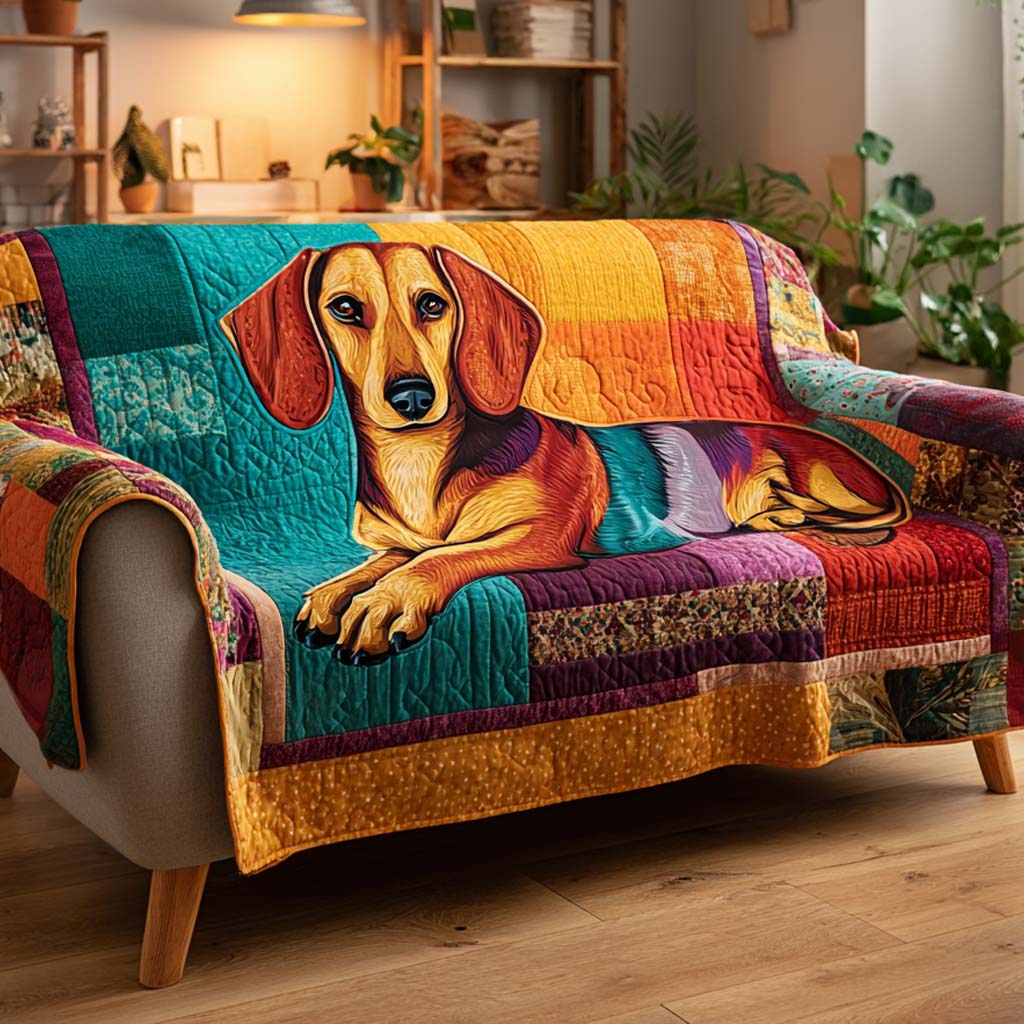 Boho Buddy Quilted Sofa Cover Christmas Living Decor Sausage Dog Gifts For Her
