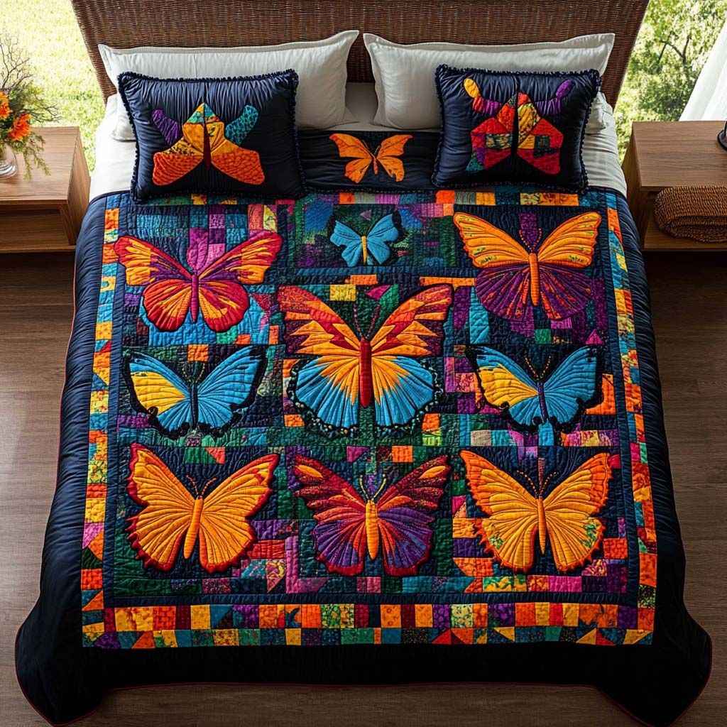 Boho Butterfly Dreams Quilted Bedding Set Cozy Bedroom Decor Butterfly Gifts For Grandma
