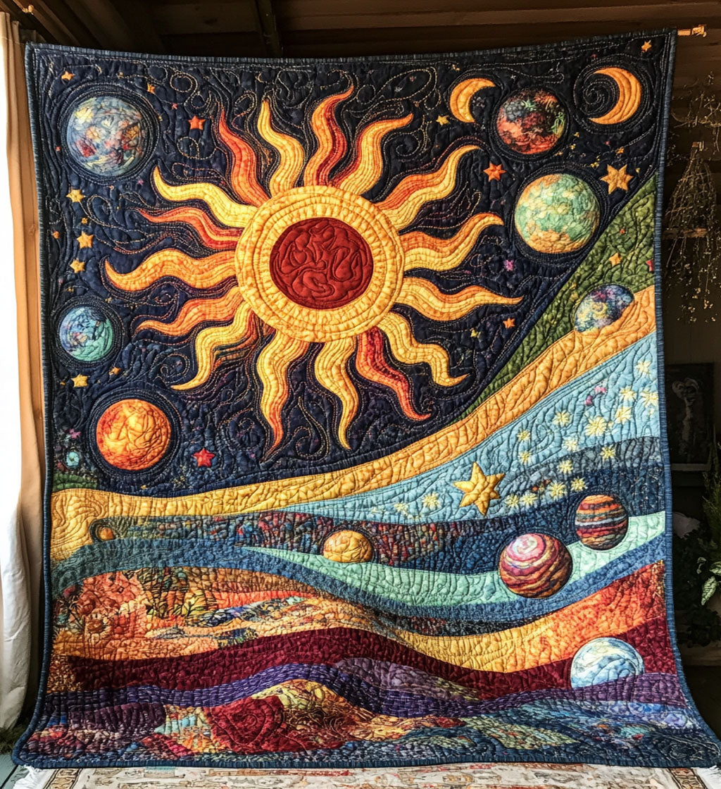 Boho Cosmic Serenity Quilted Blanket Unique Fleece Blankets