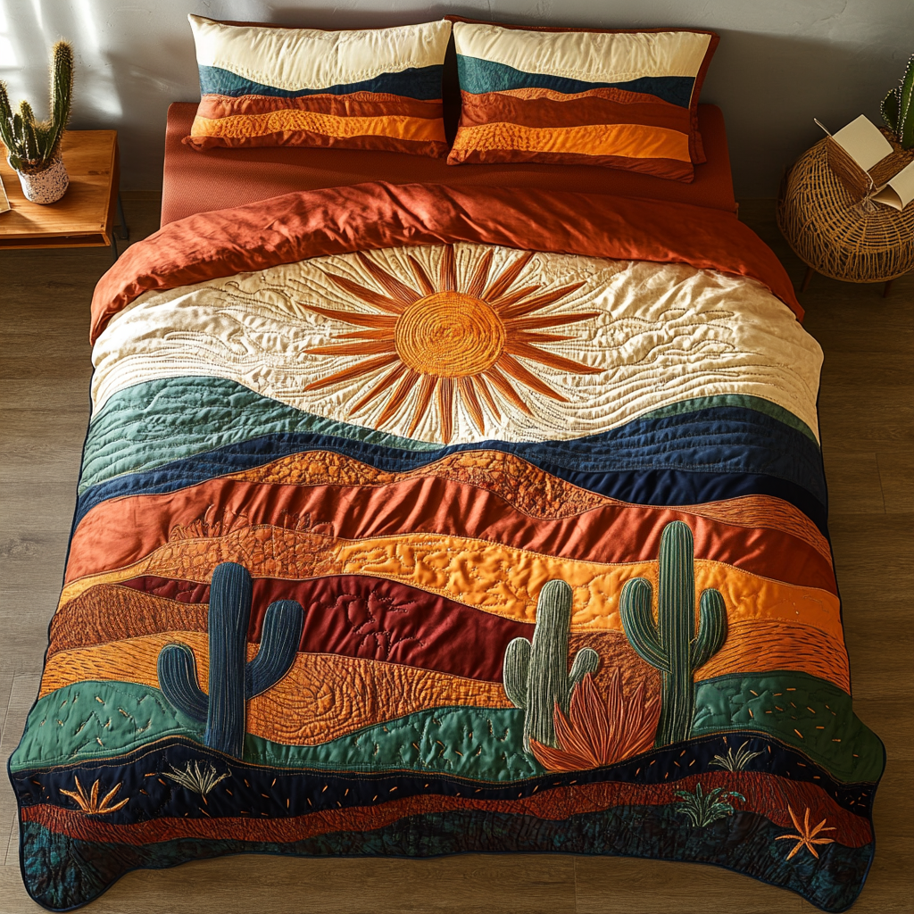 Boho Desert Quilted Bedding Set Holiday Duvet Covers Best Cactus Related Gifts