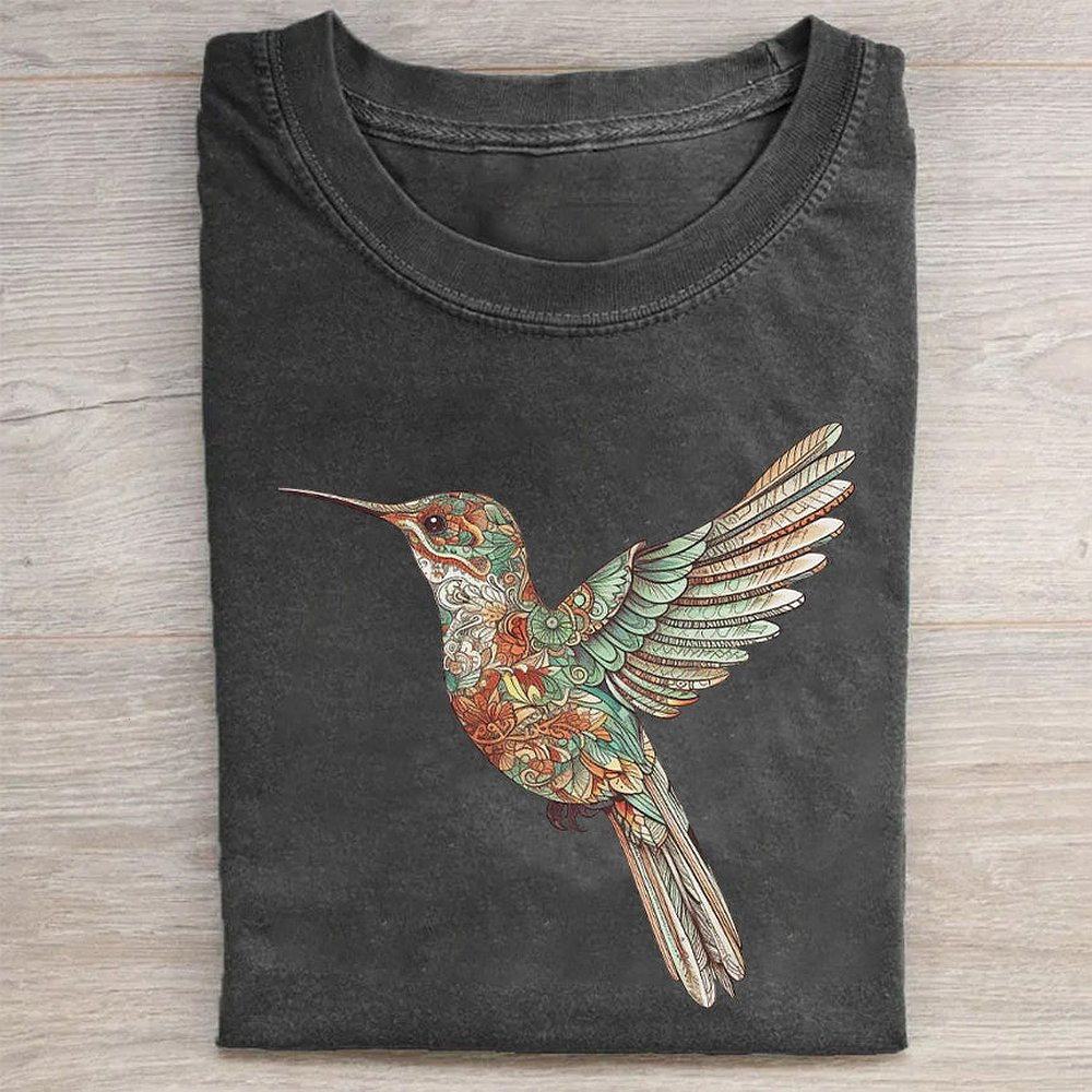 Boho Floral Hummingbird Shirt Nature Lover Tee Gift For Women Mom Grandma