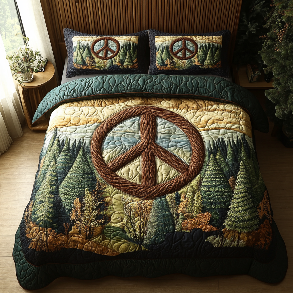 Boho Forest Bliss Quilted Bedding Set Bed Decorations Christmas Gift Ideas For Hippies