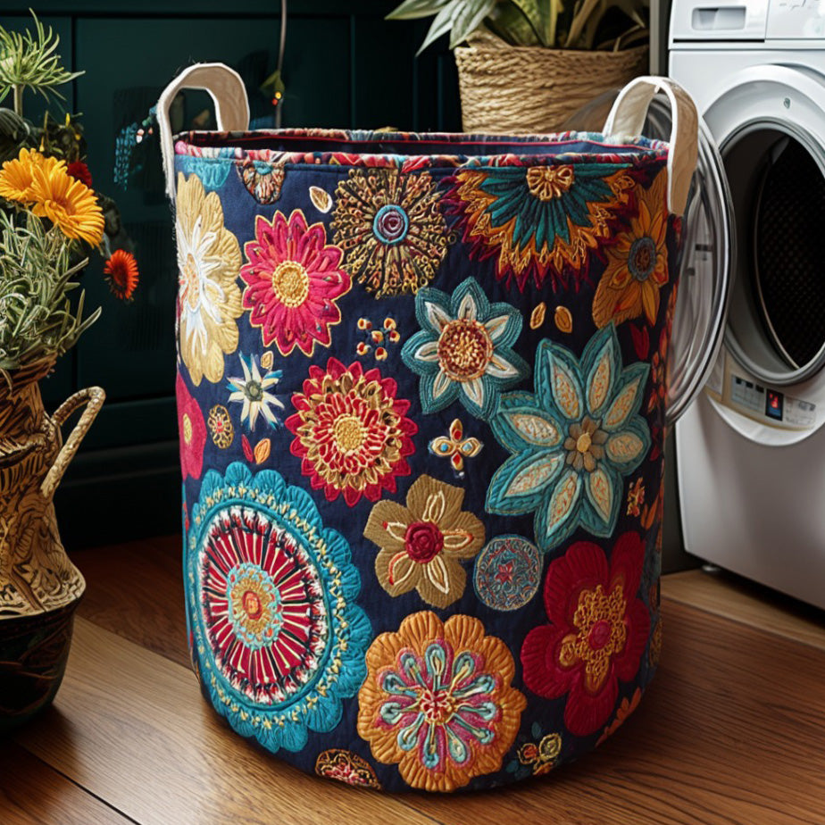 Boho Garden Cham Quilted Laundry Basket Great Stocking Stuffer