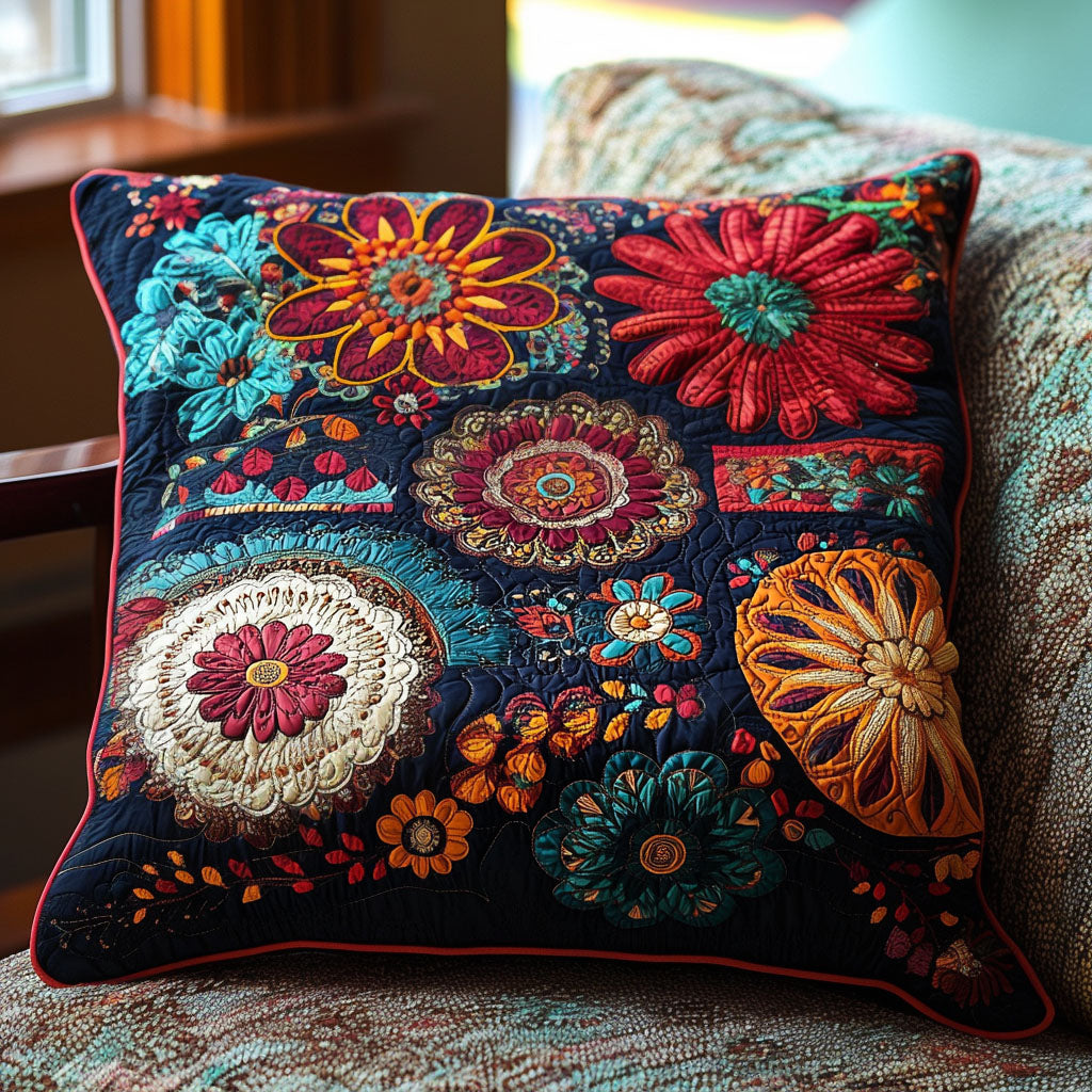 Boho Garden Quilted Pillow Case Throw Pillow Covers Best Gifts For Flower Lovers