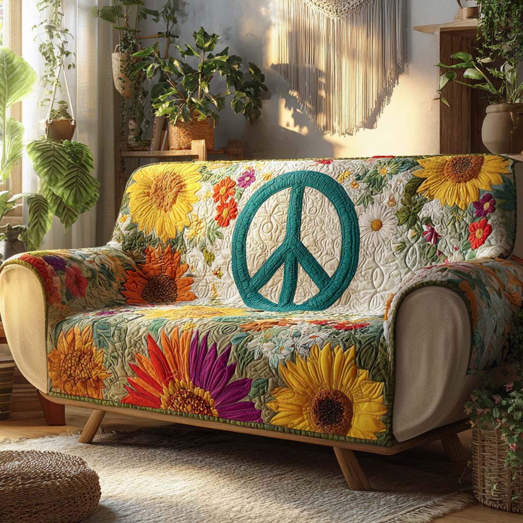 Boho Harmony Quilted Sofa Cover Couch Protector Christmas Gifts For Hippie Mom