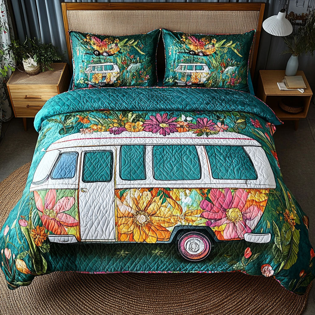Boho Journey Quilted Bedding Set Bedroom Decorations Gifts For Camping Lovers