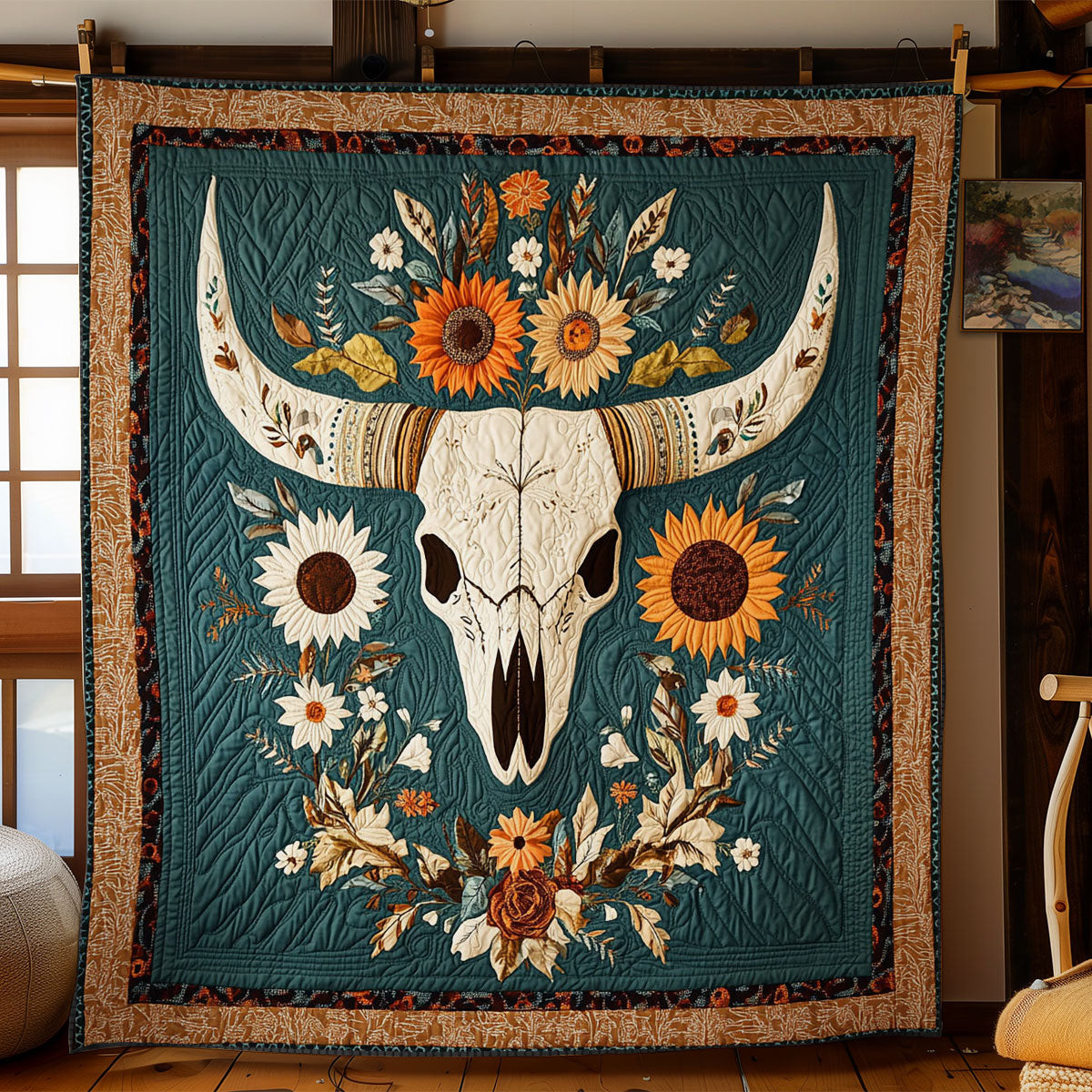 Boho Skulls Quilt Perfect Halloween Decoration Gift For Friends and Family