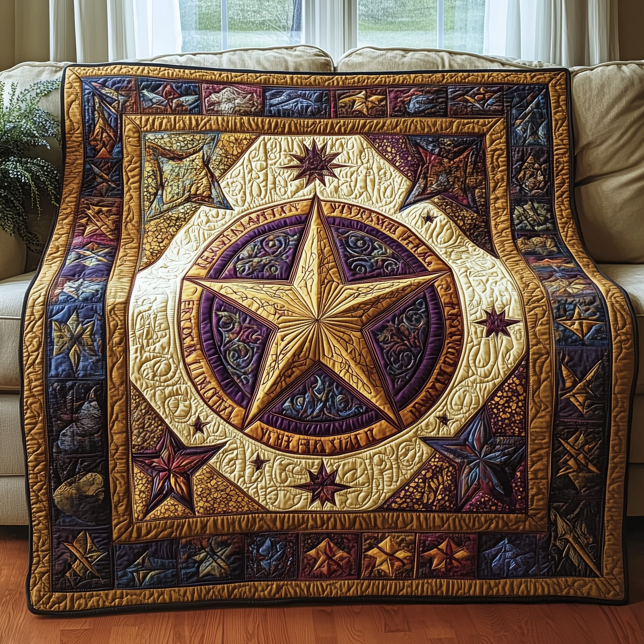 Boho Spirit Pentagram Quilted Blanket Sofa Throw BlanketHippie Gifts For Her