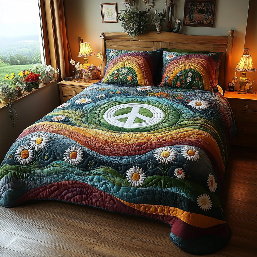 Boho Spirit Quilted Bedding Set Best Bed Sheet Set Hippie Gifts For Women