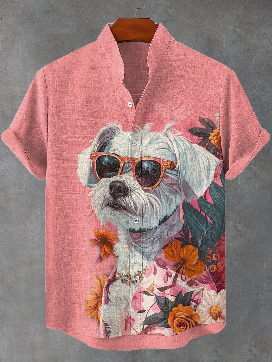 Boho Summer Flower Schnauzer Dog Print Hawaiian Shirt Birthday Presents For Boyfriend