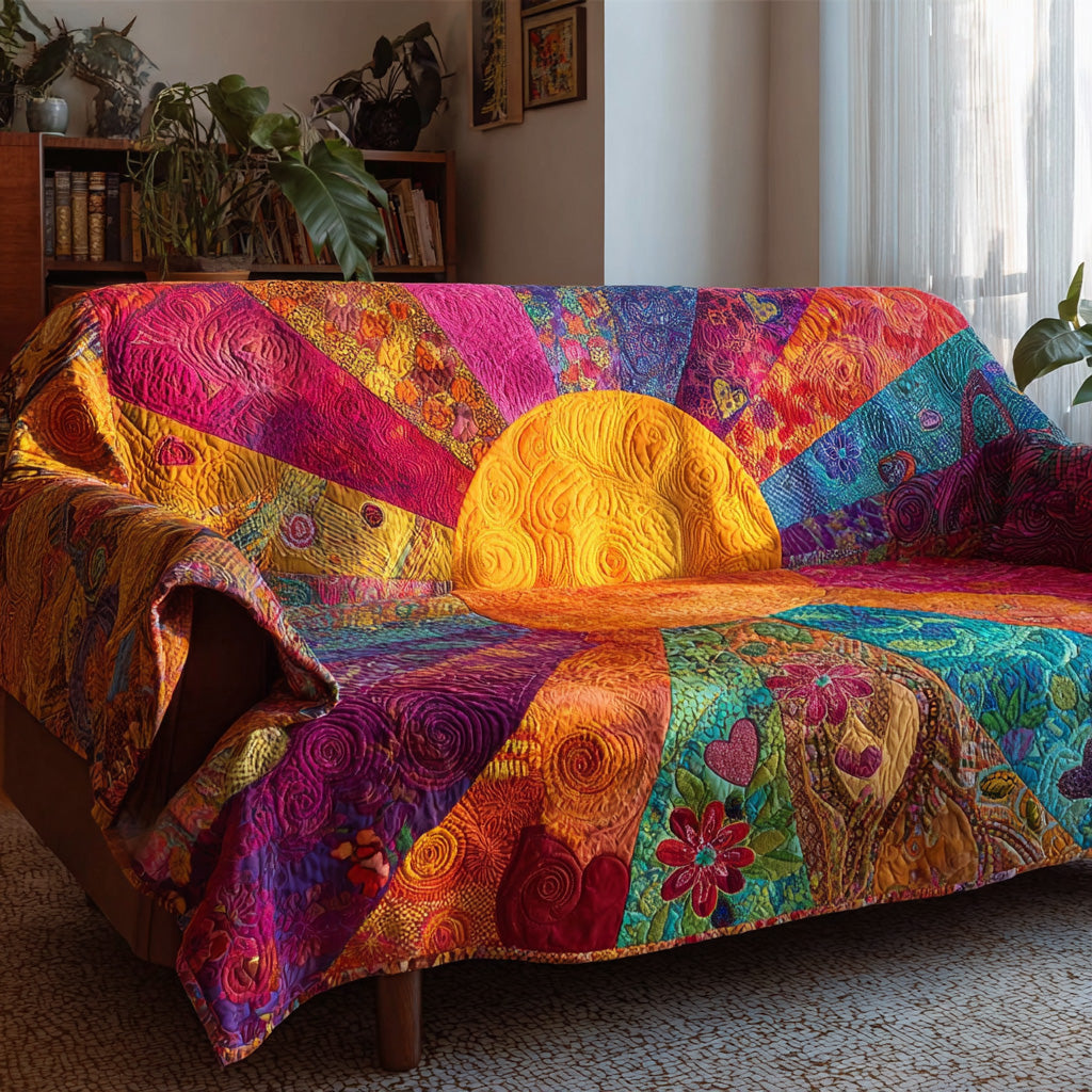 Boho Sunshine Dream Quilted Sofa Cover Sofa Chaise Cover Good Family Gifts