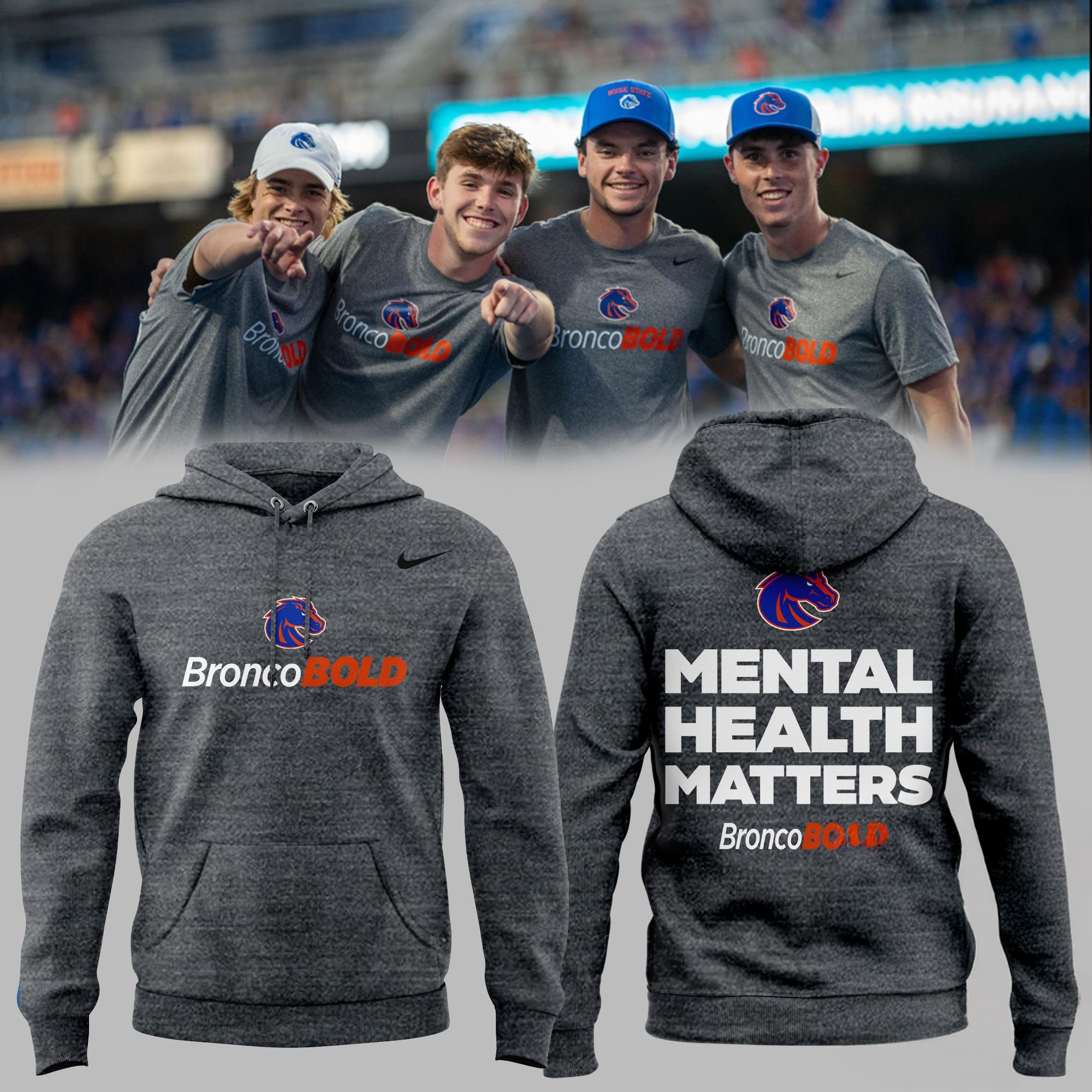 Boise State Broncos Football Mental Health Matters Hoodie Best Gifts For Football Fans