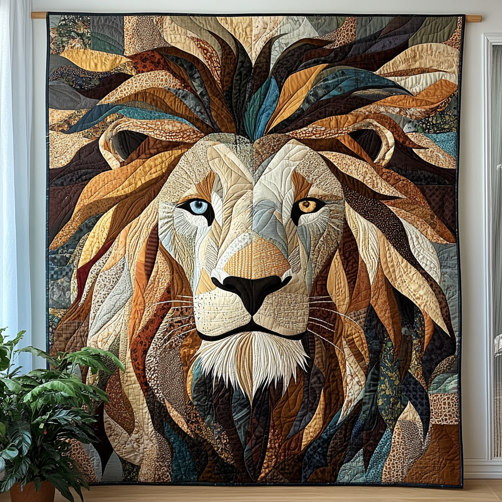 Bold And Brave Quilted Blanket Lion Blanket Gift For Animal Lover