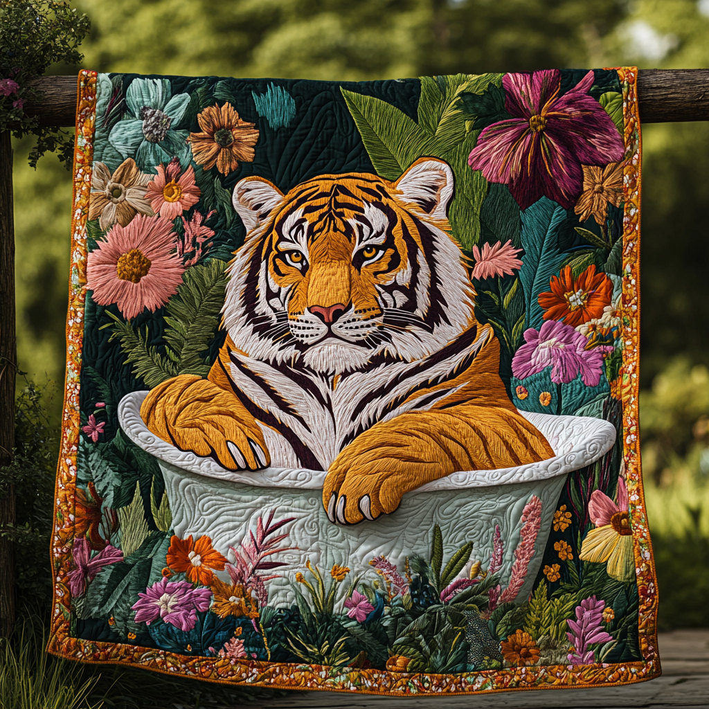 Bold and Untamed Quilted Blanket Christmas Room Decor Tiger Themed Gifts