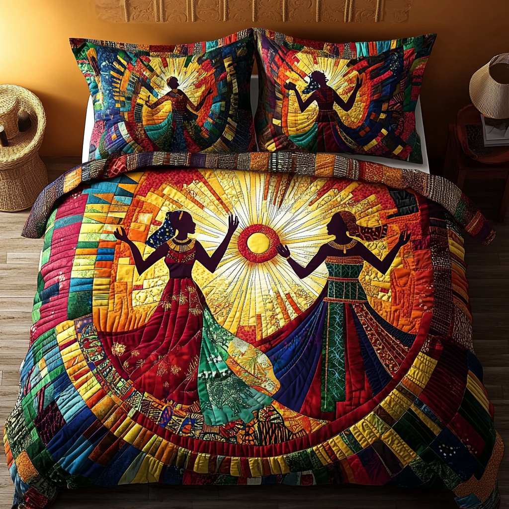 Bold Beauty Quilted Bedding Set Aesthetic Room Decor African American Heritage Month Gifts