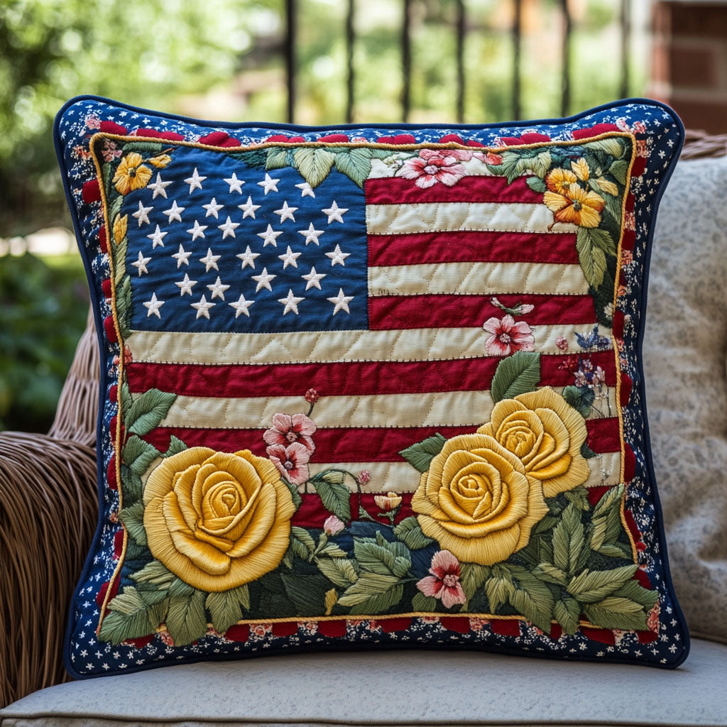 Bold Blooms of Liberty Quilted Pillow Case Throw Pillow Covers Best Family Gifts