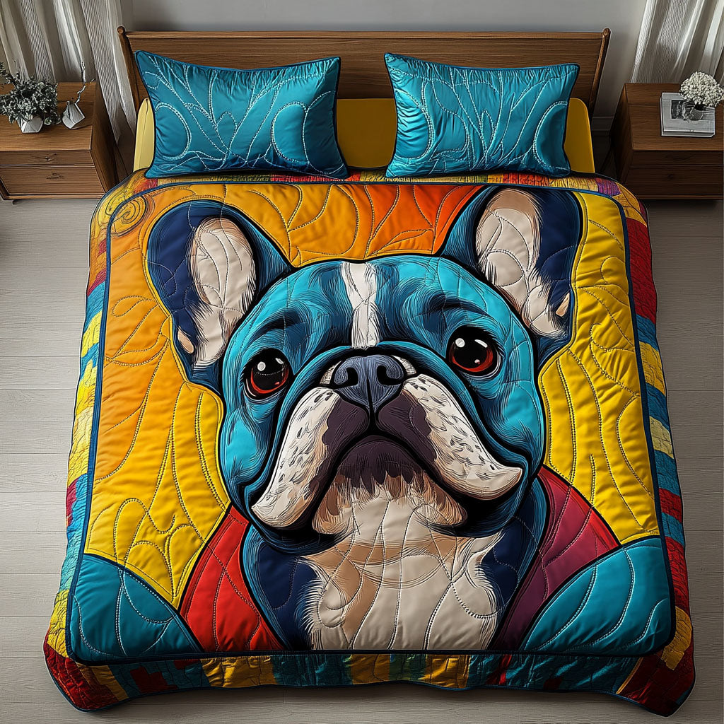 Bold Blue Buddy Quilted Bedding Set Premium Duvet Cover Gift Set for Mom or Grandma