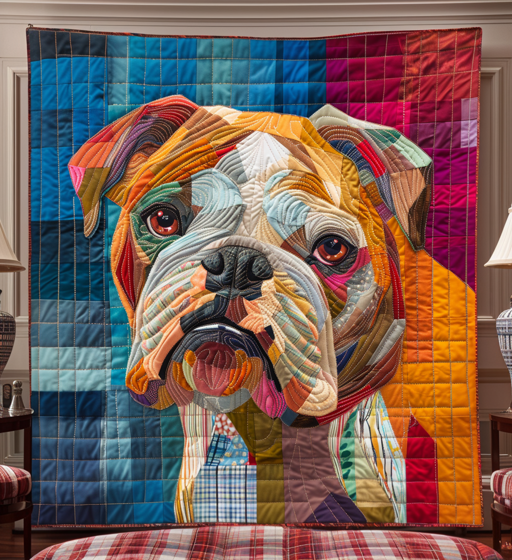 Bold Bulldog Beauty Quilted Blanket Presents For Dog Lovers