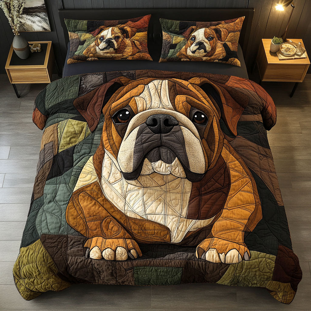 Bold Bulldog Bloom Quited Bedding Set Warm and Elegant Bedding Gift Set for Every Home