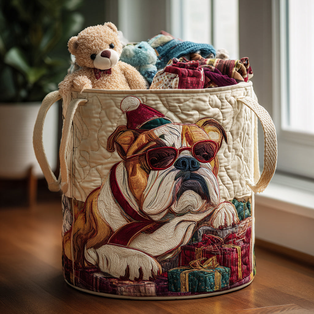 Bold Bulldog Quilted Laundry Basket Modern Quilted Laundry Basket for Minimalist Decor