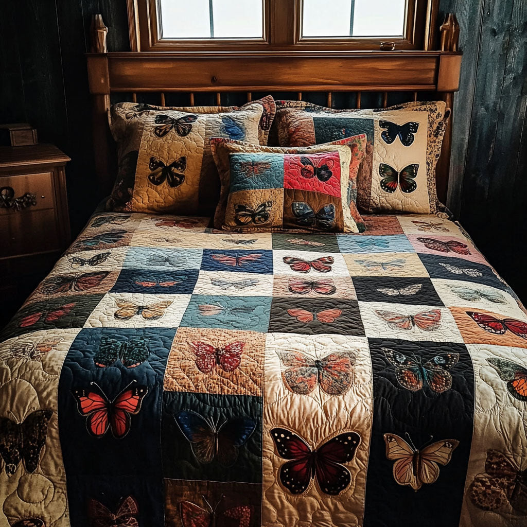 Bold Butterfly Quilted Bedding Set Holiday Duvet Cover Set Best Butterfly Lover Gifts For Her