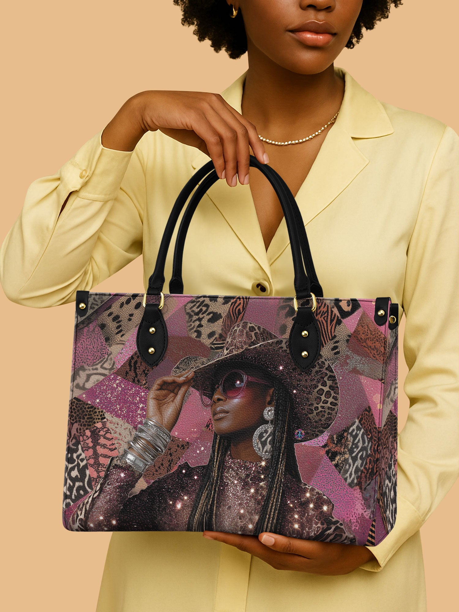 Bold Cowgirl Leather Handbag Color Kings Themed Black Women Empowerment Melanin Gifts