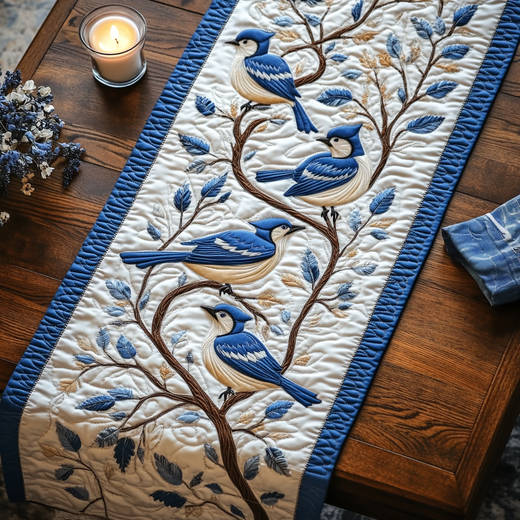Bold Flight Quilted Table Runner Dining Room Table Decor Best Presents For Bird Watchers