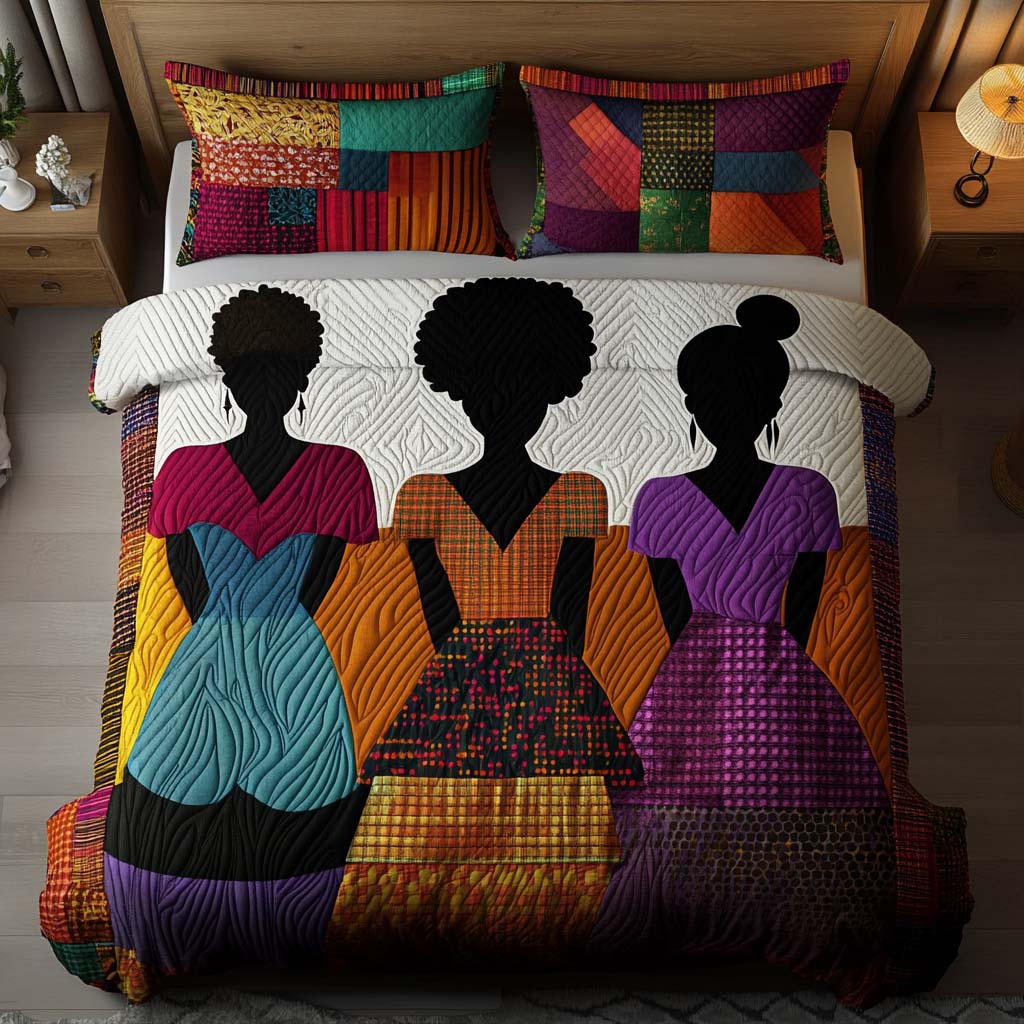 Bold Grace Quilted Bedding Set Cozy Bedroom Decor Black History Month Gifts