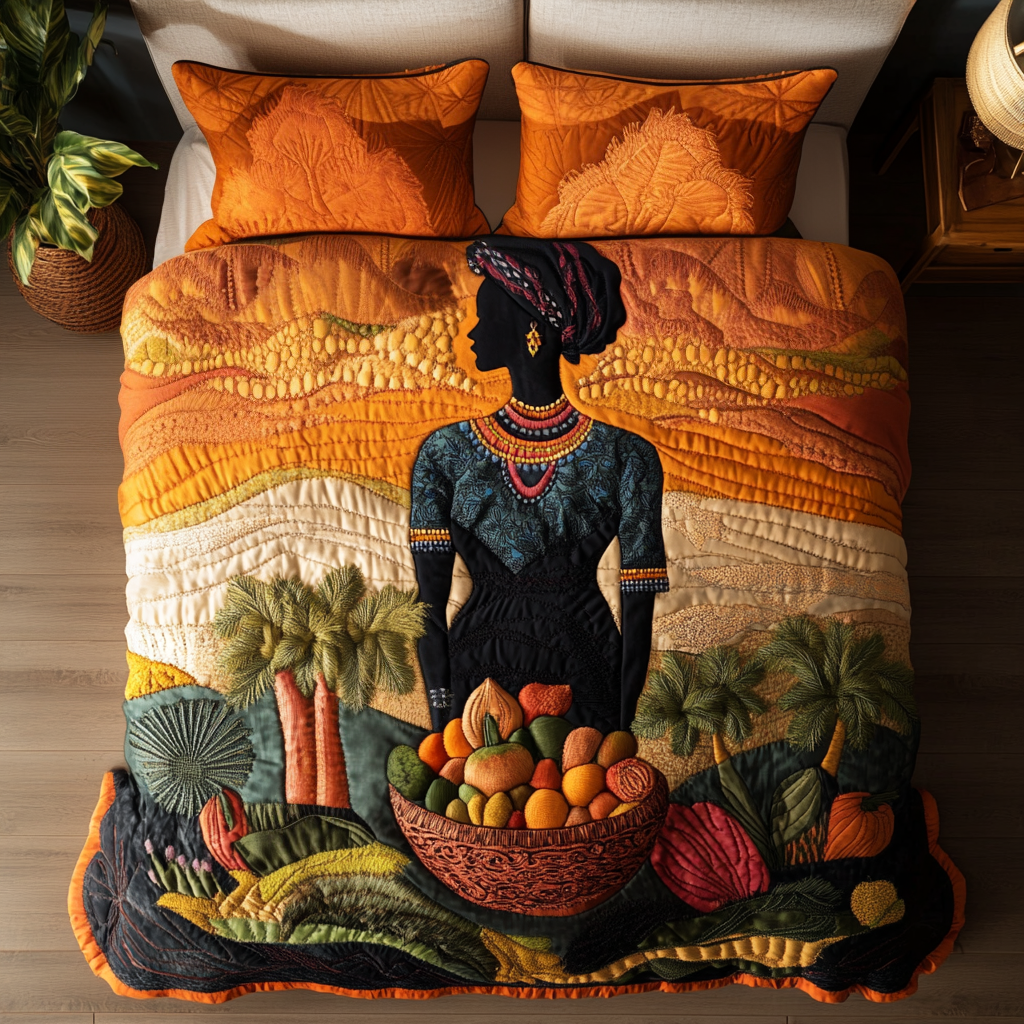 Bold Grace Quilted Bedding Set Cute Room Decor African American Gifts For Her