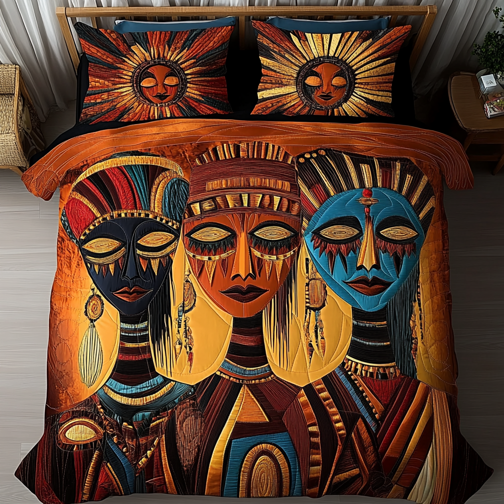 Bold Heritage Quilted Bedding Set Cozy Bedroom Decor Gifts For Black History Month