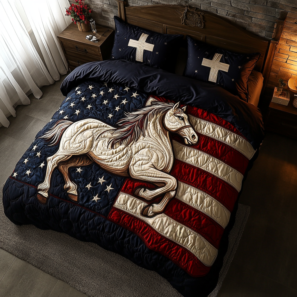 Bold Honor Quilted Bedding Set Best Christmas Gifts For Equestrians