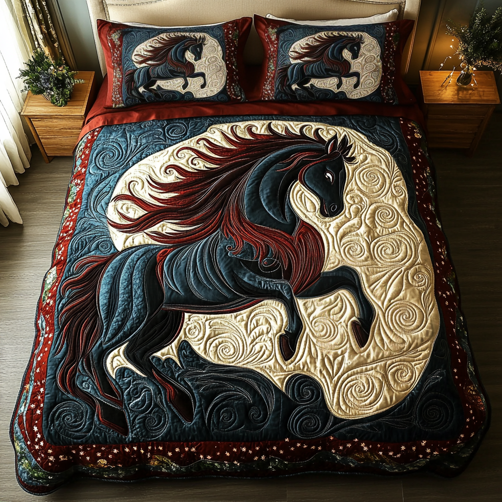 Bold Horse Quilted Bedding Set Bedroom Decorations Cool Gifts For Horse Lovers