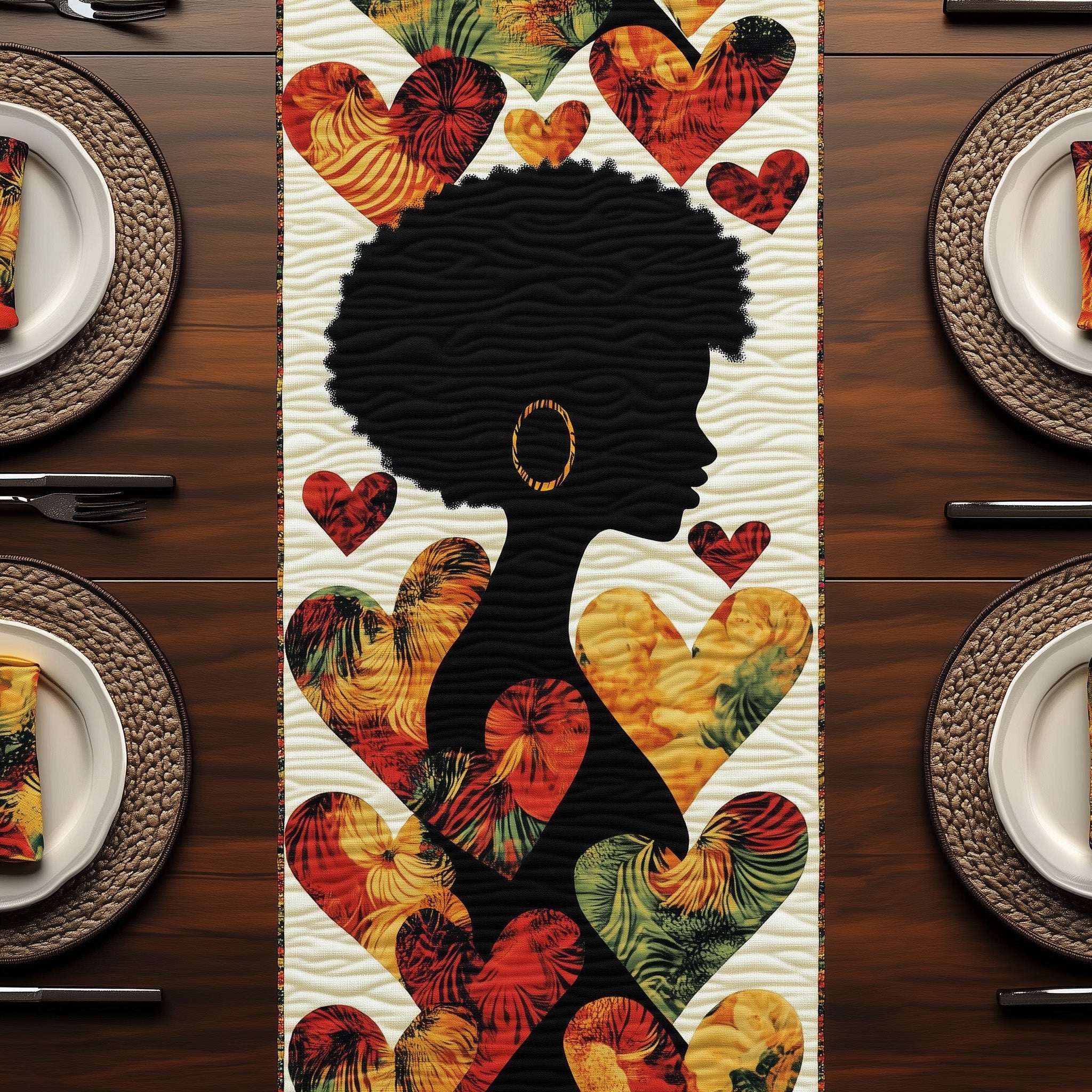 Bold Juneteenth Beauty Quilted Table Runner Christmas Table Runner for Dining Room