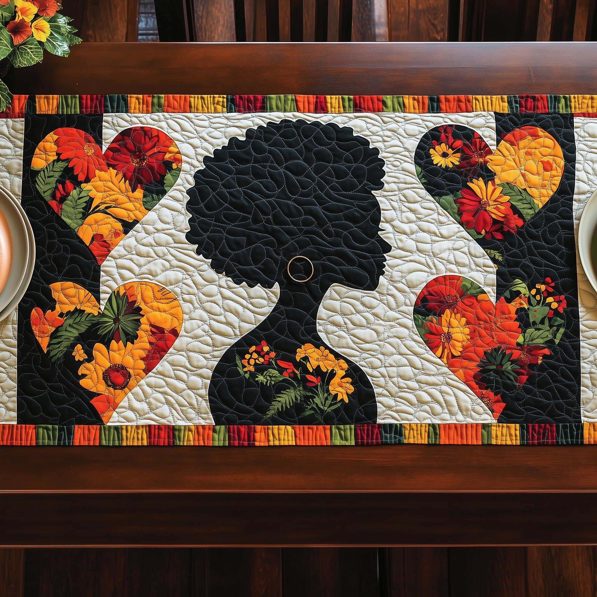 Bold Juneteenth Beauty Quilted Table Runner Cozy Winter Table Runner for Home