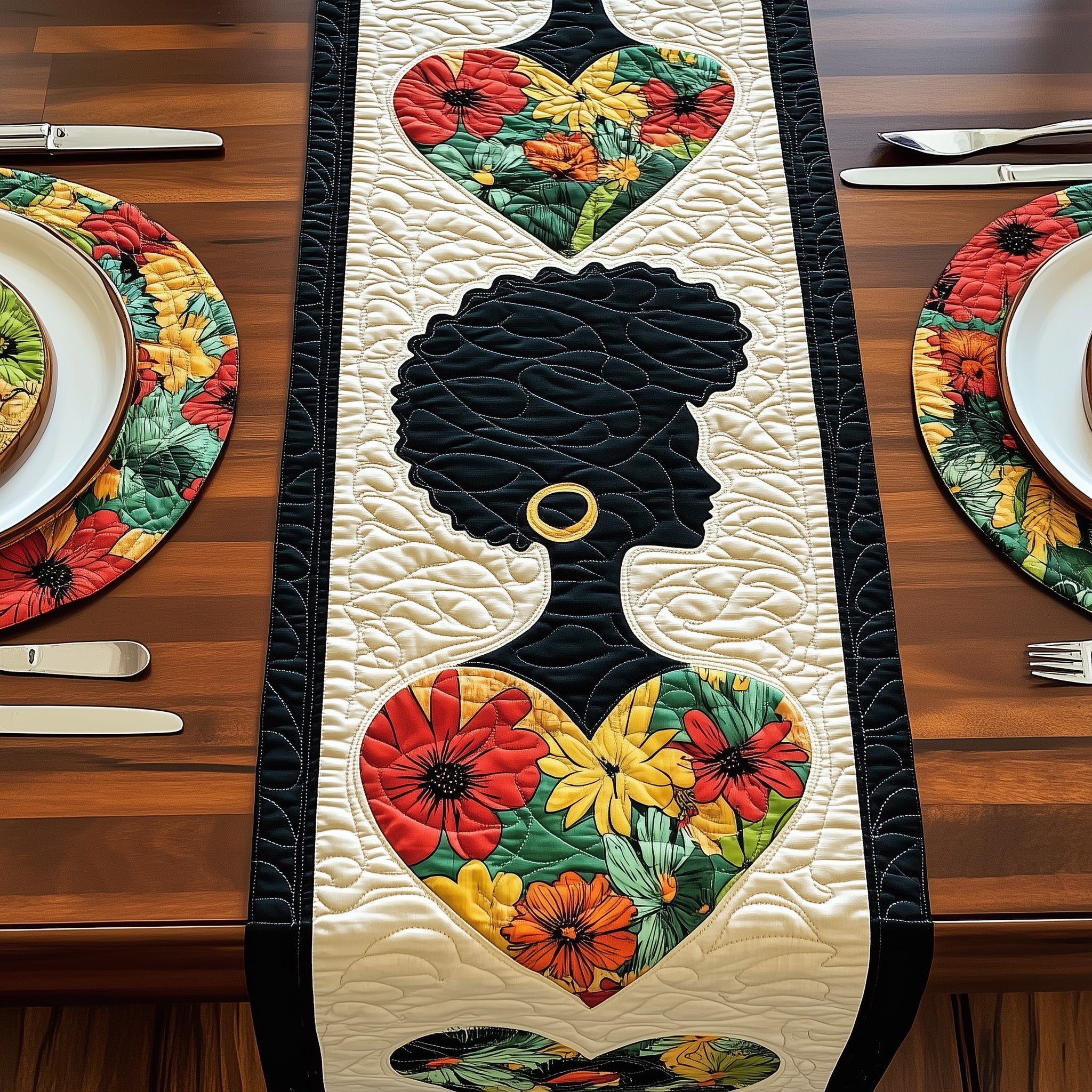 Bold Juneteenth Beauty Quilted Table Runner Holiday Dinner Table Runner