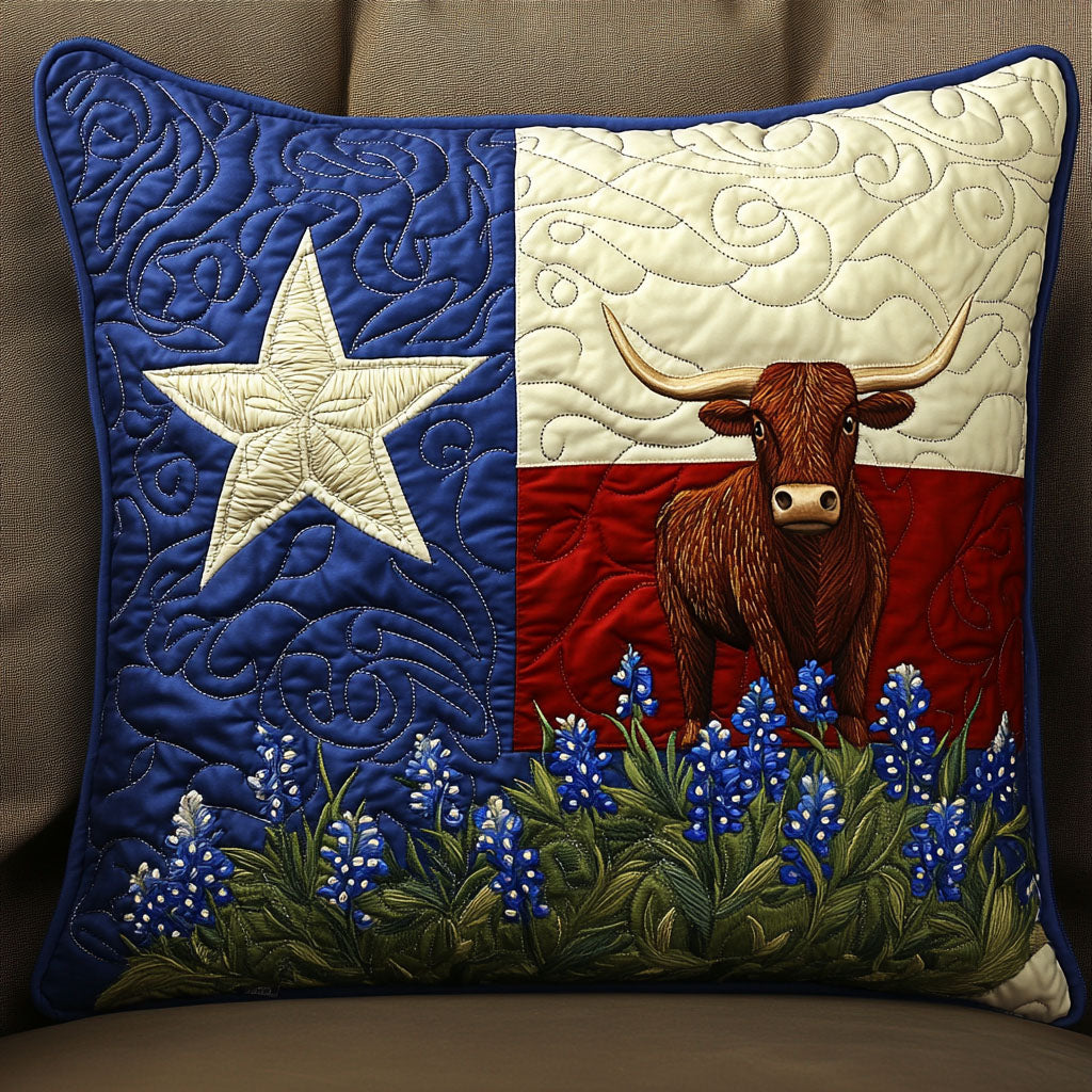 Bold Longhorn Quilted Pillow Case Throw Pillow Covers Texas Gifts For Women