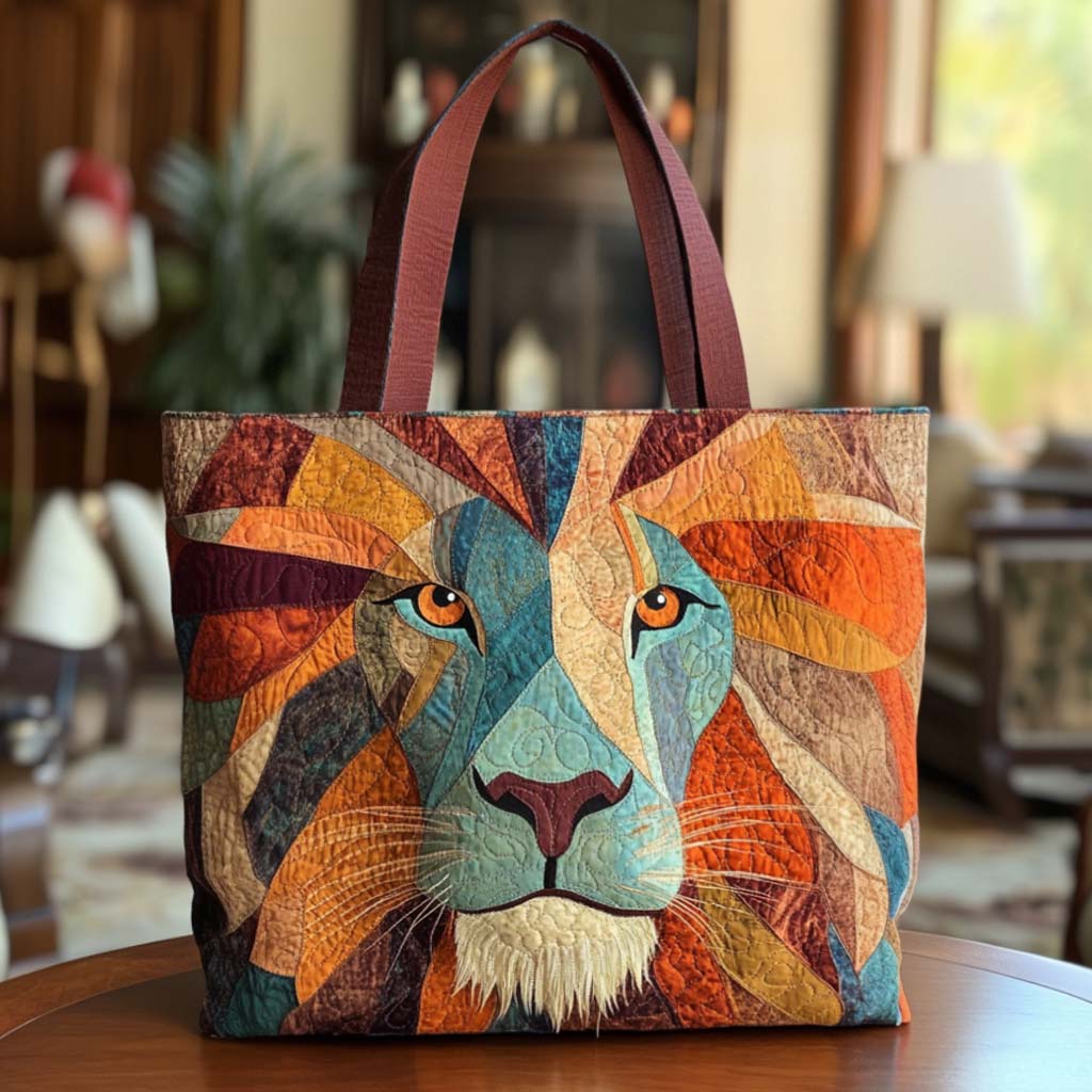 Bold Mane Quilted Tote Bag Christmas Gift For Lion Lovers