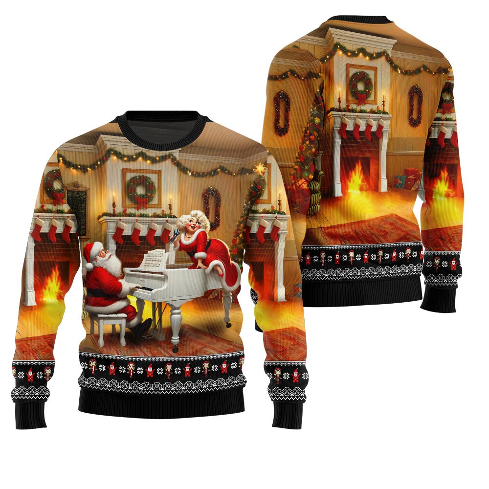 Bold Piano Claus Ugly Christmas Sweater Exclusive Holiday Sweater Merch for Gift Giving