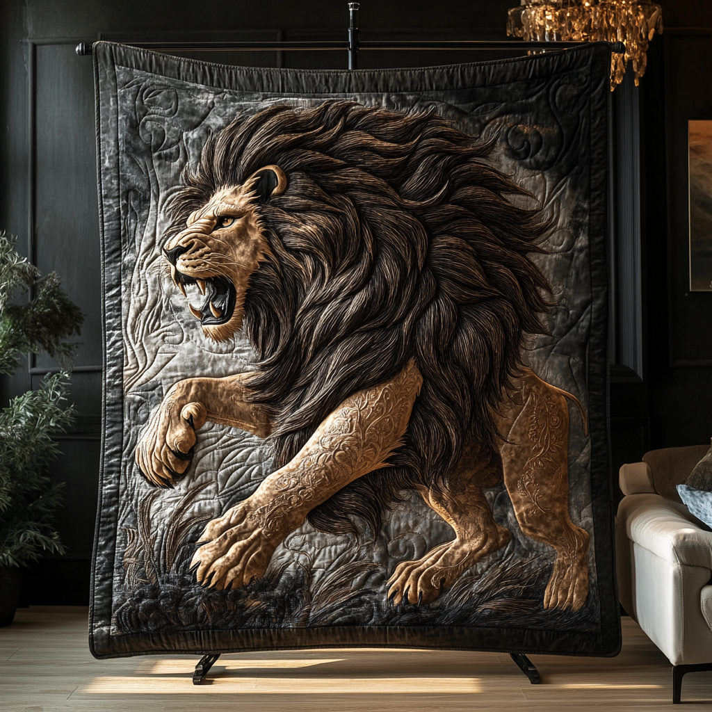Bold Pride Quilted Blanket Christmas Throw Blanket Birthday Gifts For Lion Lovers