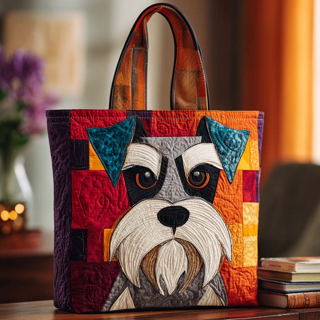 Bold Schnauzer Style Quilted Tote Bag Dog Lover Gifts For Him