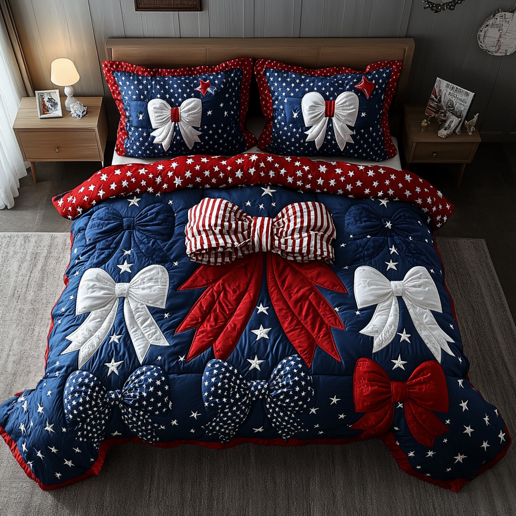 Bold Stripes Quilted Bedding Set Best Bedspread Set Patriotic Gift Ideas