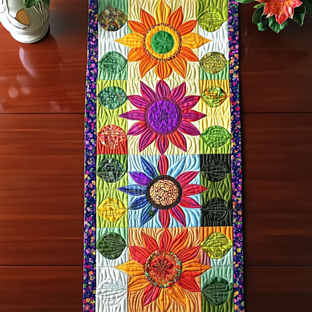 Bold Sunburst Quilted Table Runner Dining Room Table Decor Ideas Christmas Gifts For Flower Lovers